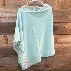 Vineyard Vines turquoise and White asymmetrical poncho Sweater